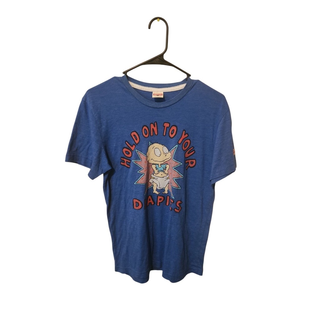 Rugrats Shirt S Blue Tommy‎ Hold on to Your Diapies Homage Made in USA